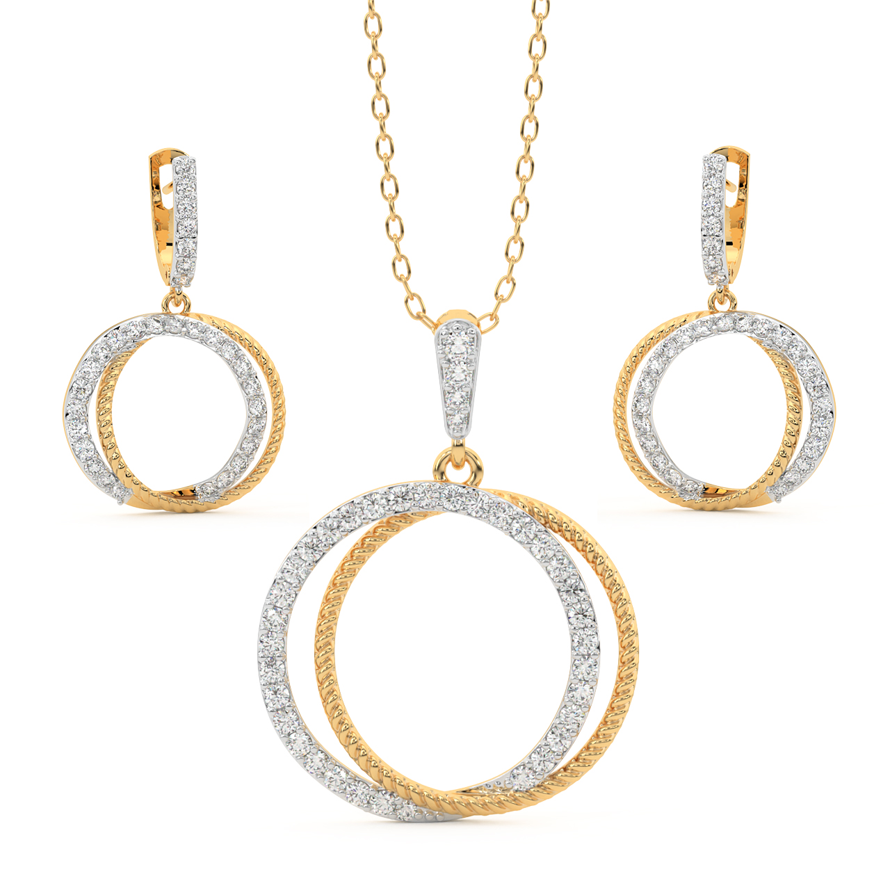 Wesley Round Diamond Pendant Set